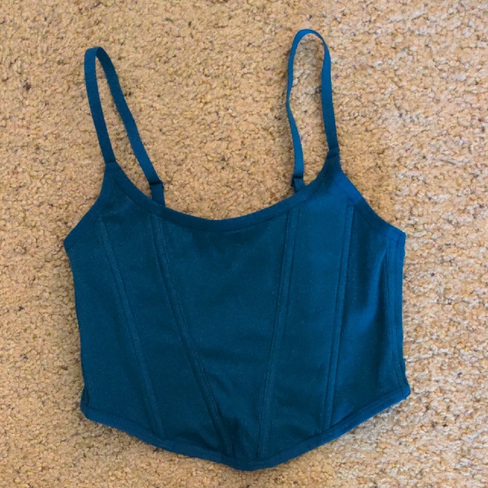Colsie Deep Blue Cropped Corset Top